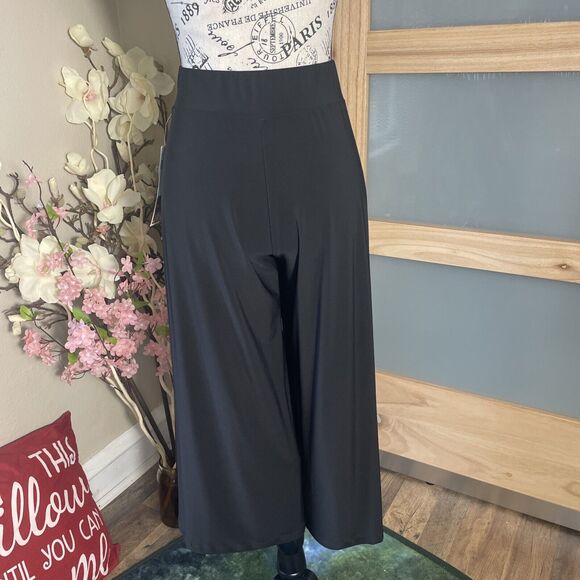 Susan Lawrence Capris Wide Leg Size Small Womens Black Dress Pull On Pants - Picture 4 of 7